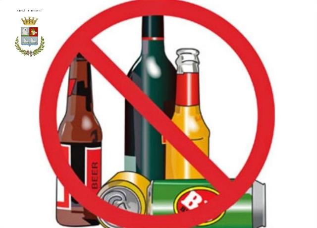 Ordinanza divieto di vendita per asporto e somministrazione di bevande in bottiglie e/o bicchieri di vetro