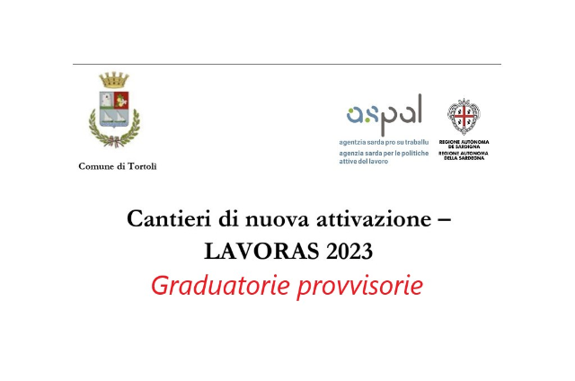 "Cantieri di Nuova Attivazione" - "LAVORAS 2023" Elenchi provvisori